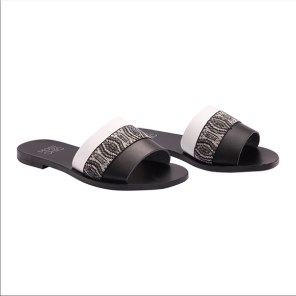 Black and white leather sandals - Picture 3 of 4